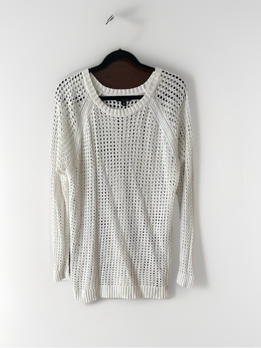 a.n.a Open-Knit Crewneck Sweater in Ivory